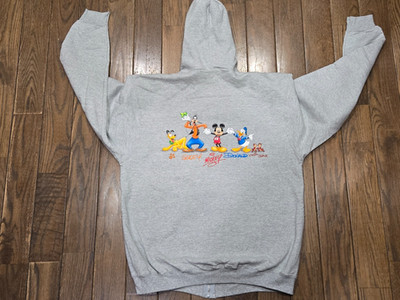 New w/ Tags Vintage Walt Disney World Zip-up XL Gray Character Hoodie - Mickey