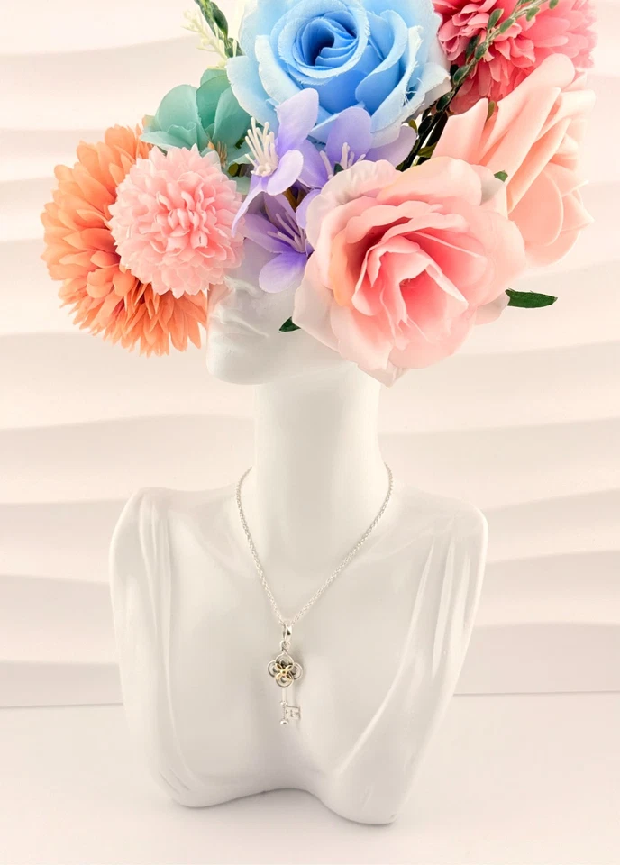 LIMITED EDITION New Pandora Two-Tone Key & Flower Necklace 399339C01-70cm - Image 3 of 4