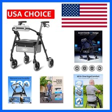 Rollator Walker for Seniors with Seat, 380 LBS  Avant Lightweight Design wit...