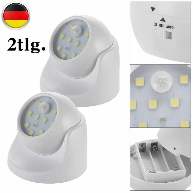 1 Paar Batterie LED Nachtlicht Notlicht Mit Bewegungsmelder Nachtlampe NEU - Bild 4 von 4