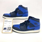 Authentic Men's Nike Jordan 1 Mid Obsidian Game Royal Blue Sneakers Size 12