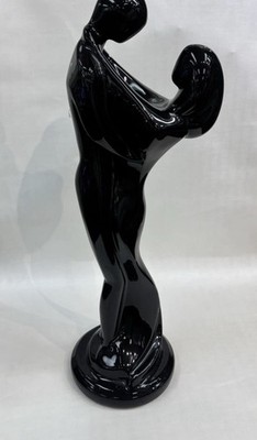 MCM Art Sculpture Emotion Black Ceramic Figurine Man An Woman 6x27 