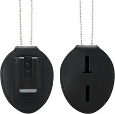 Badge Holder, Security Holder Guard Cowhide Universal Black