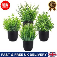Set of 4 Artificial Plants in Pots Modern Style Fake Potted Plant In & Outdoor