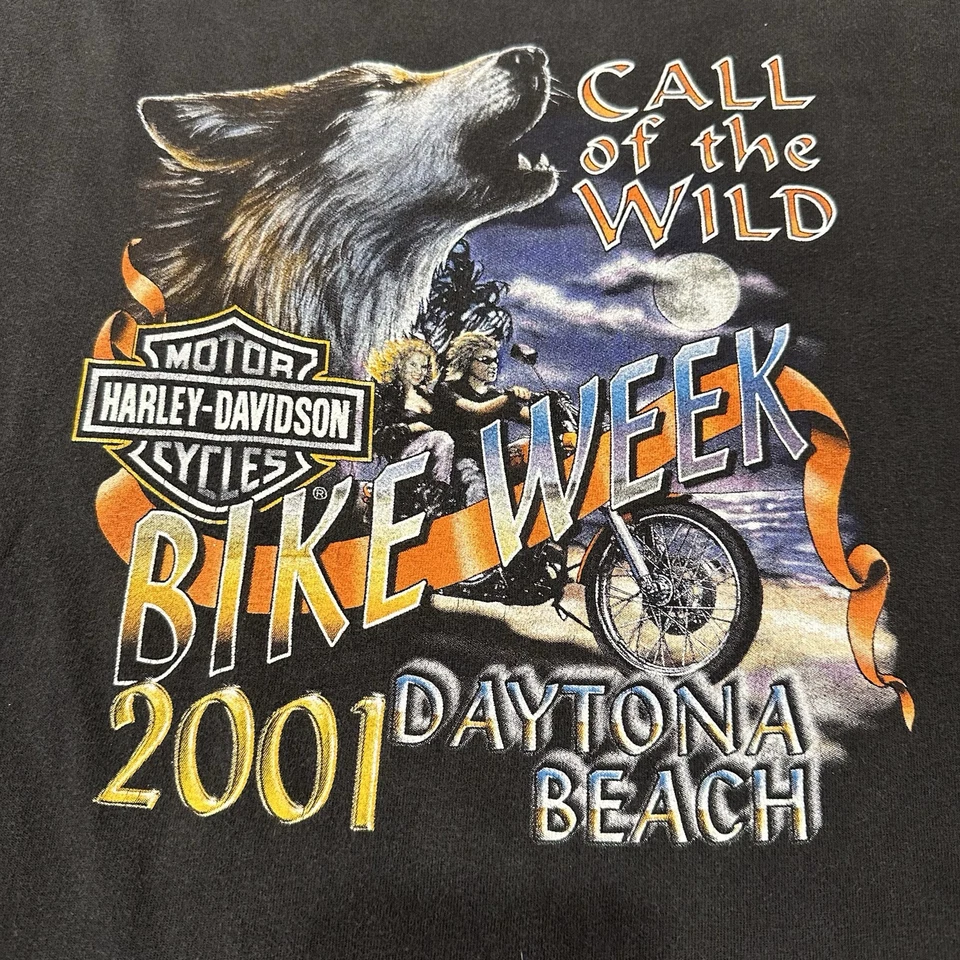 Vintage Daytona Beach Bike Week Harley Davidson 3D Tribal Double Sided Shirt XL - Image 2 of 4