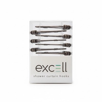 NEW Excell Home Fashions Capital Set Of 12 Metal Shower Curtain Hooks