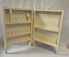 Vintage White Painted Wood Portable Sewing / Makeup / Jewelry Storage Box