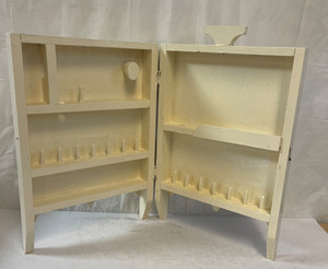 Vintage White Painted Wood Portable Sewing / Makeup / Jewelry Storage Box