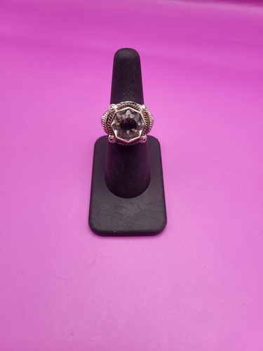 HAROLD TRUJILLO Sterling Silver 2-Tone Real Green Amethyst & Topaz Ring Size 6 - Picture 9 of 12