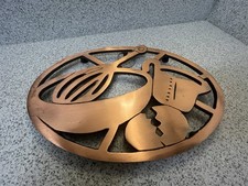 Vintage Baking Trivet Whisk Bowl Measuring Cup Egg Copper Tone Kitchen 1999