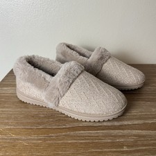Skechers Cozy Ivory Lite Sparkle Knit Slippers - Sweet Walk-Blush Size 7.5