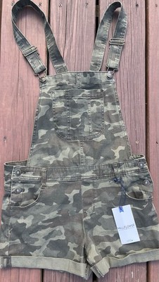 Denim Shorts Camo Overalls Womens Shorts NWT Wallflower Camouflage