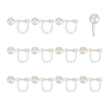 12Pcs Resin Clip-on Earring Converters with Spring, Style 1, Golden/Silver Tone