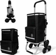 Foldable Stair Climbing Shopping Cart with Wheels 3-in-1 Grocery Trolley,