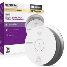 USI 10-Year Battery 3-in-1 Smoke Fire and Carbon Monoxide Detector w/Voice Alarm