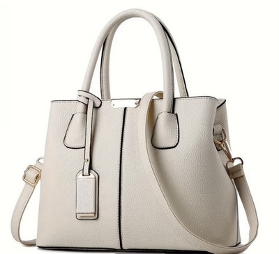 Women s White Faux Leather Tote Bag Satchel Shoulder Crossbody Purse Zip