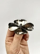 Vintage Stuart Nye Large Wide Sterling Dogwood Flower Brooch Pin