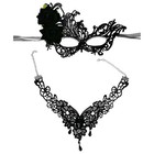 Lace Masquerade Mask Floral Necklace Adjustable Halloween Black Decor
