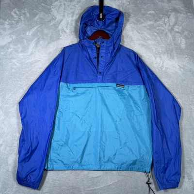 Vintage Patagonia Anorak Jacket Mens Large Blue Aqua Nylon Hooded Pullover 90s - Image 1 of 4