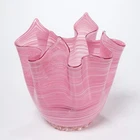 Vintage Venezia Venetian Art Glass Murano Handkerchief Vase Pink 6"h
