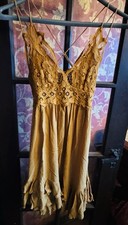 Free People FP ONE  Lace Dress  Sleeveless Dark Yellow  Small/P