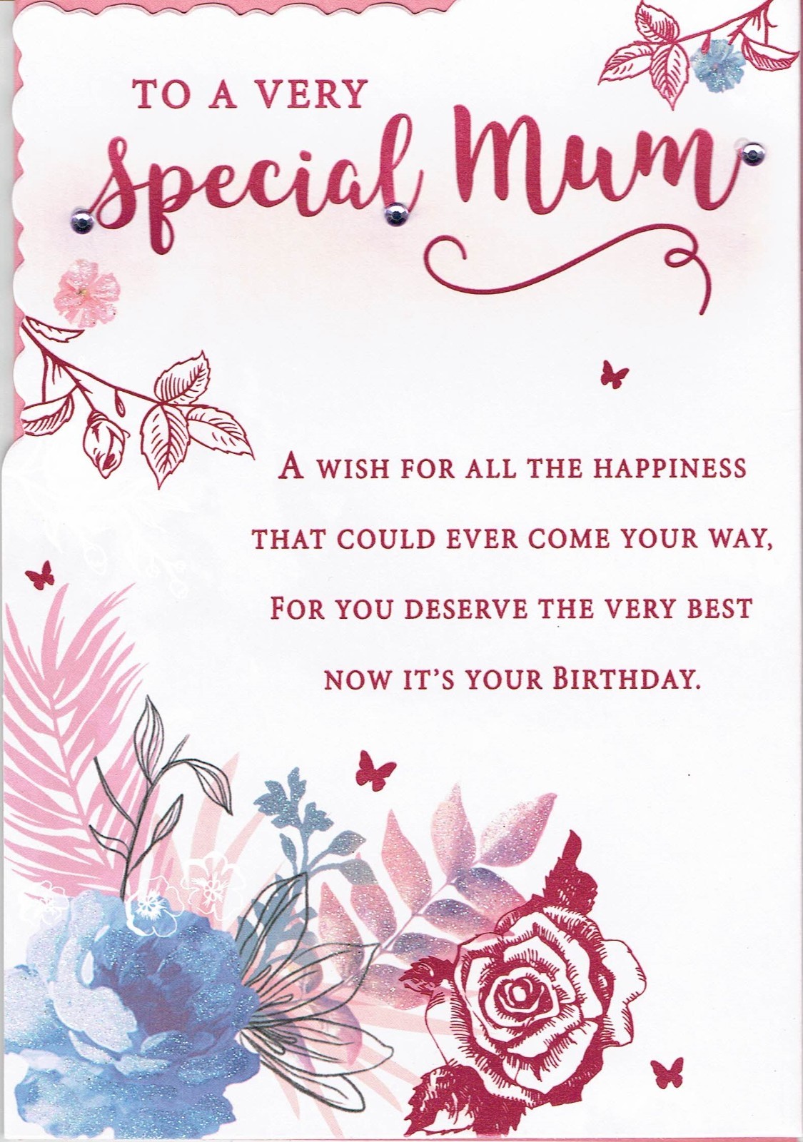 MUM BIRTHDAY CARD - Z-fold Design with 3 page insert Floral