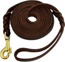 Long Leather Dog Leash 15ft Heavy Duty Dog Leash Strong Sturdy Genuine Leathe