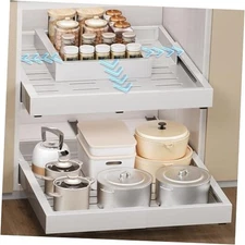 Pull Out Cabinet Organizer, Slide Out Drawer Expandable Width (12"-19") and 