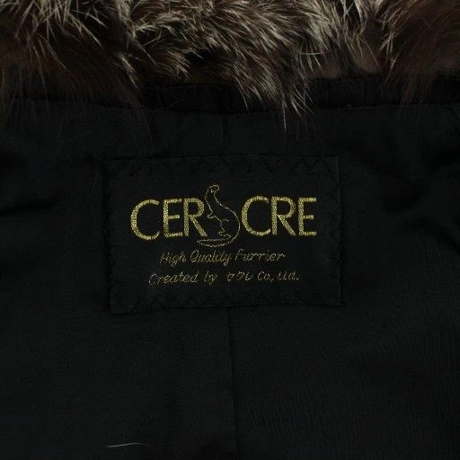 Vintage Silver Fox Fur Coat Mid Length Real Fox Dark Brown Hook Closure Japan - Image 3 of 4