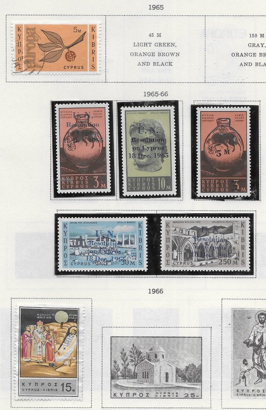 7 Cyprus Stamps from Quality Old Antique Album 1965-1966