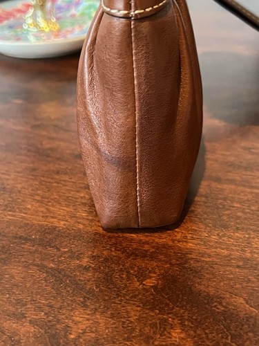 Coach Pleated Mahogany Leather Zipper Closure Wristlet - Picture 13 of 13