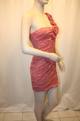 bcbg one shoulder coral dress $298 BCBG CORAL "KENDAL" ONE SHOULDER LONG DRESS GOWN NWT 4