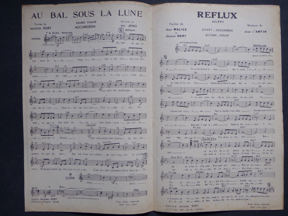 partition AU BAL SOUS LA LUNE - REFLUX - bolero - orchestre - Photo 2/3