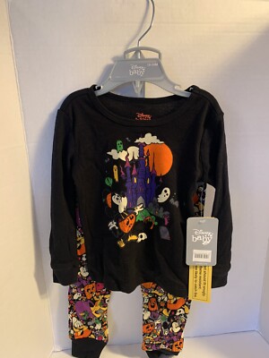 Disney Baby Halloween Piece Set Black Pajamas Long Sleeve New Size 18-24 