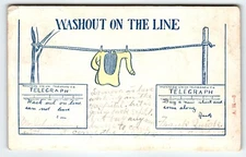 Wash Out On The Line Telegraph Comical Postcard Shirt On Clothes Line 1907