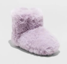 Cat Jack Toddler Girls Purple Dallas Fur Bootie Slippers Size SMALL 5/6
