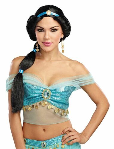 Dreamgirl Arabisch Prinzessin Jasmin Erwachsene Damen Halloween Kostüm Perücke - Afbeelding 1 van 3