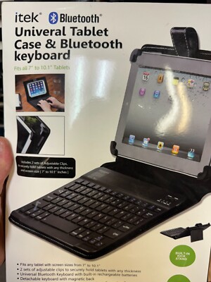 Itek Universal Tablet Case & Bluetooth Keyboard Black NEW in Box!