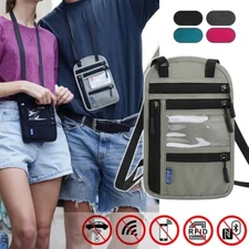 Anti-Theft RFID Blocking Passport Holder Neck Stash Travel Hidden Wallet Pouch