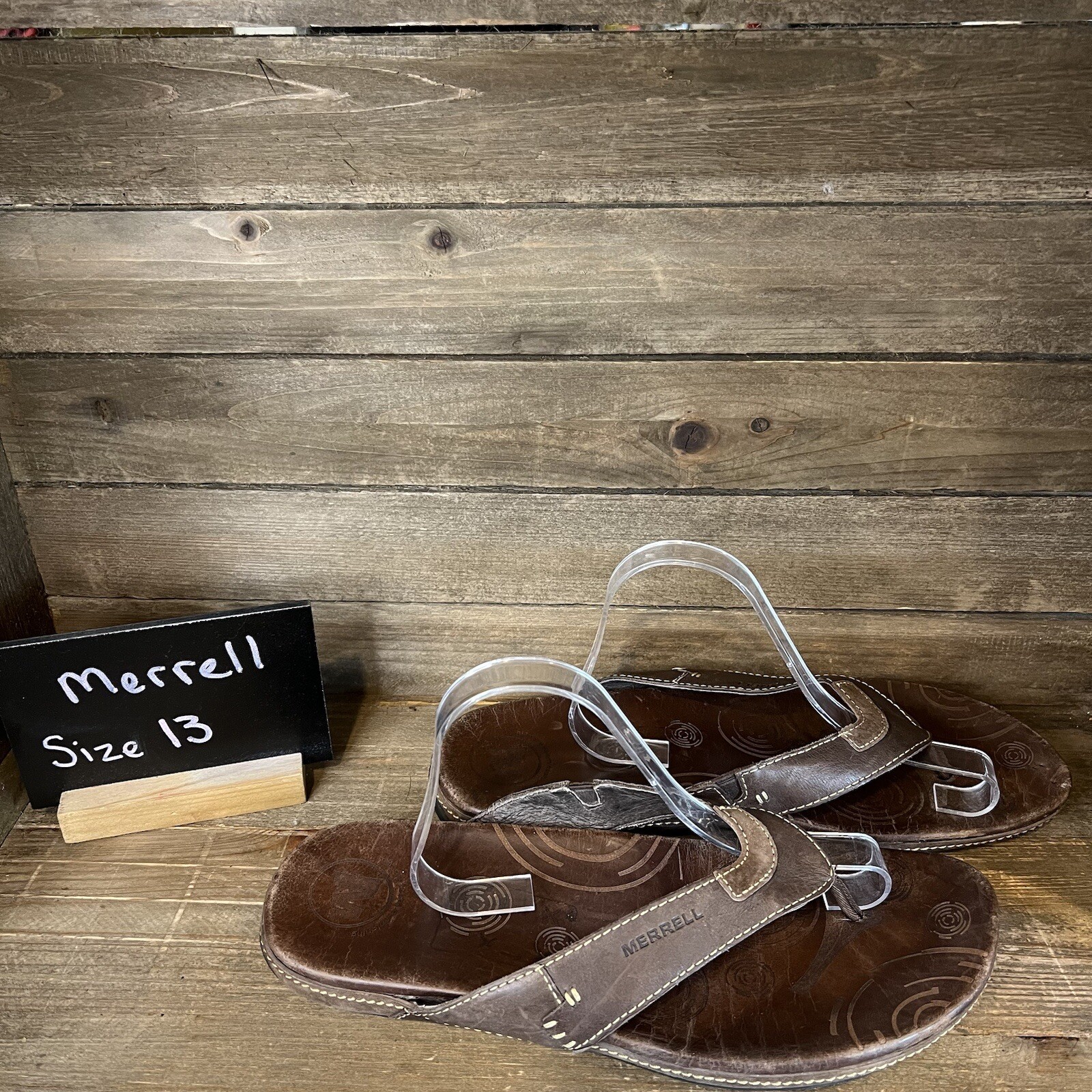 Sandali infradito uomo Merrell in pelle marrone comodi da passeggio outdoor taglia 13 M