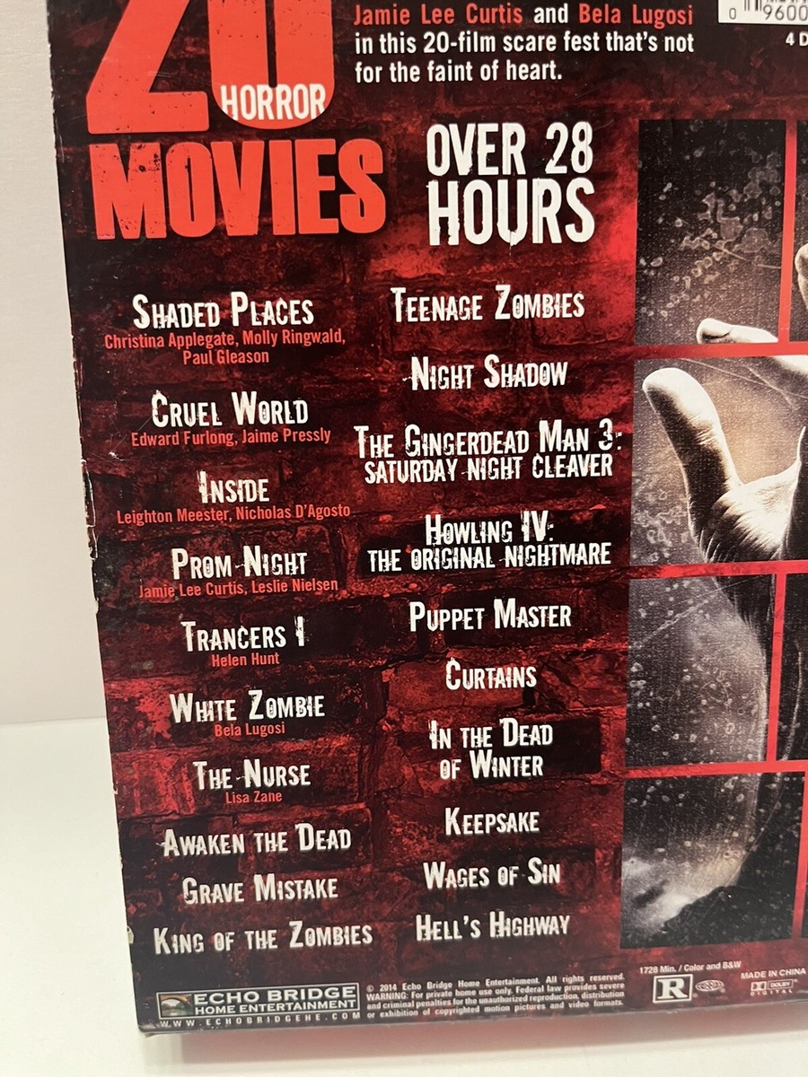 20 Horror Movies DVD 4 Disc Set Teenage Zombies Prom Night Echo