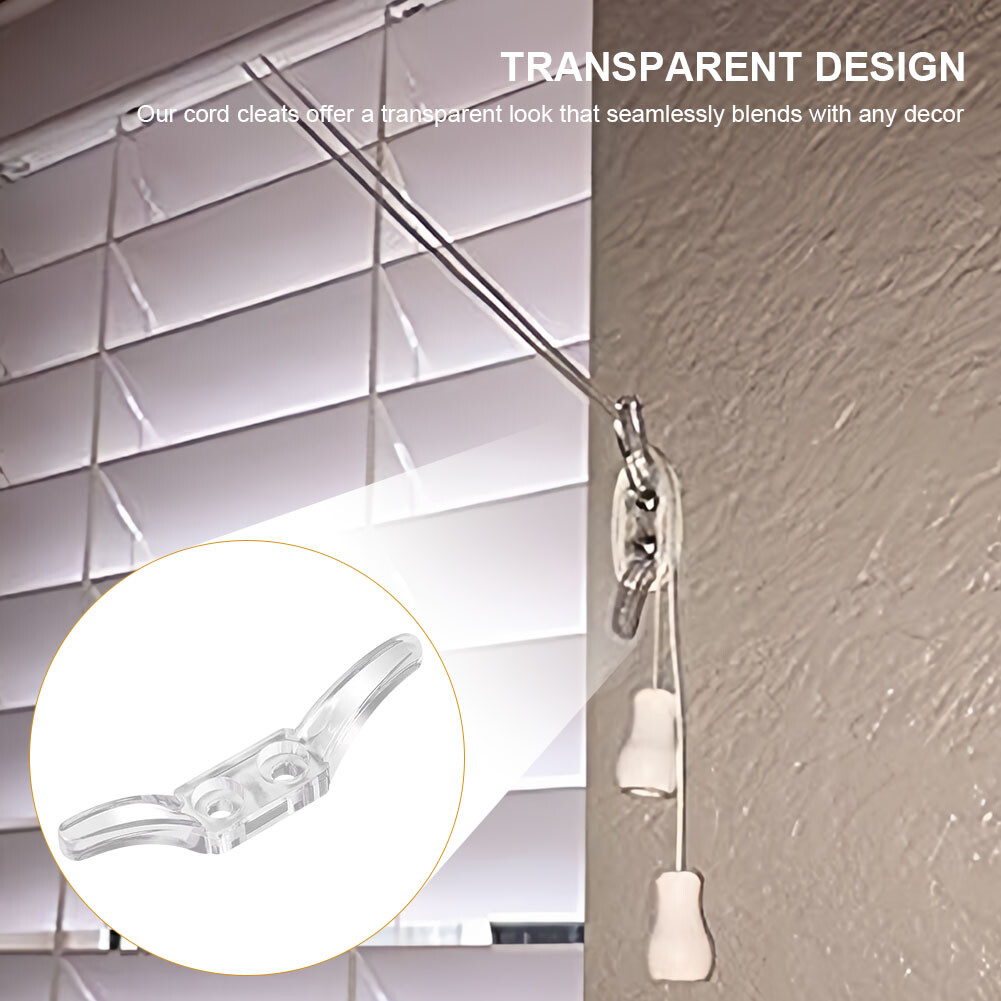 Plastic Rope Child-Safe Blind Cord Cleats (4-Pack) Clear Plastic - Main Image