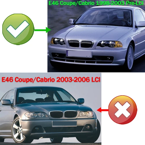 Chrome Front Kidney Grille For 1998-2006 BMW 3 Series E46 M3 Coupe Convertible - Picture 4 of 15