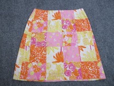 VINTAGE Lilly Pulitzer Skirt Womens 6 Orange Patchwork Owls Pocket 28X20