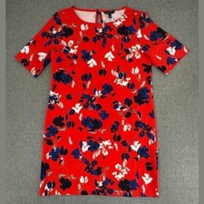 Banana Republic Shift Dress Red- Orange Sz 4 Short Sleeve Round Neck