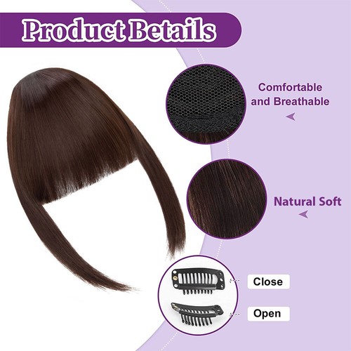 Clip in 100% as Human Hair Front Bangs/Fringe for Hairloss Natural Thick 1 Piece - Picture 8 of 65