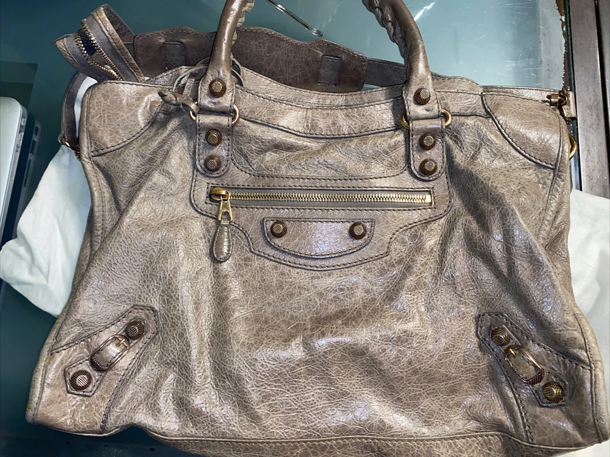 BALENCIAGA City Hand Bag Taupe Leather eBay
