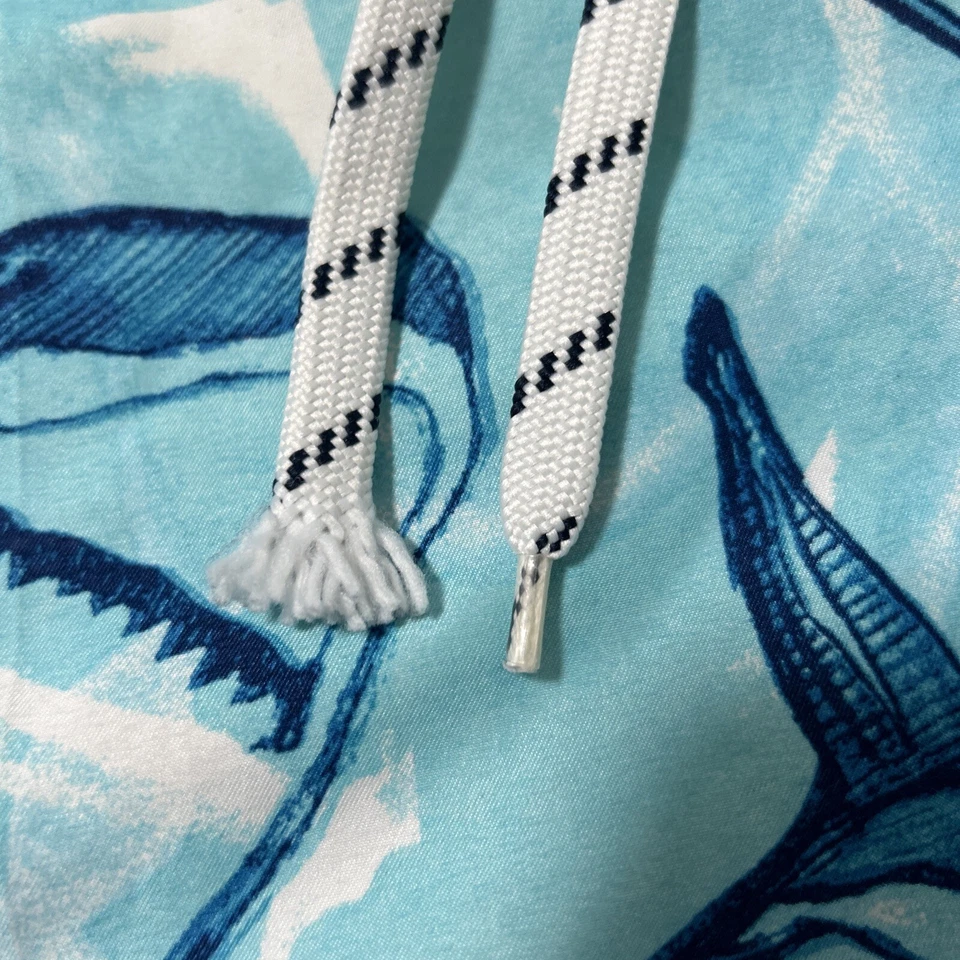 Boys Swim Trunks Size Large 10/12 Aqua Blue Shark Pattern Drawstring Lining - Image 3 of 4