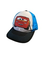 Disney  s Pixar cars lightning McQueen white and blue snapback yourh kids cap hat