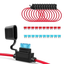 Recoil FH16-10 10 Pack ATC/ATO Inline 16AWG Fuse Holder with 10pcs 10A 15A Fuses